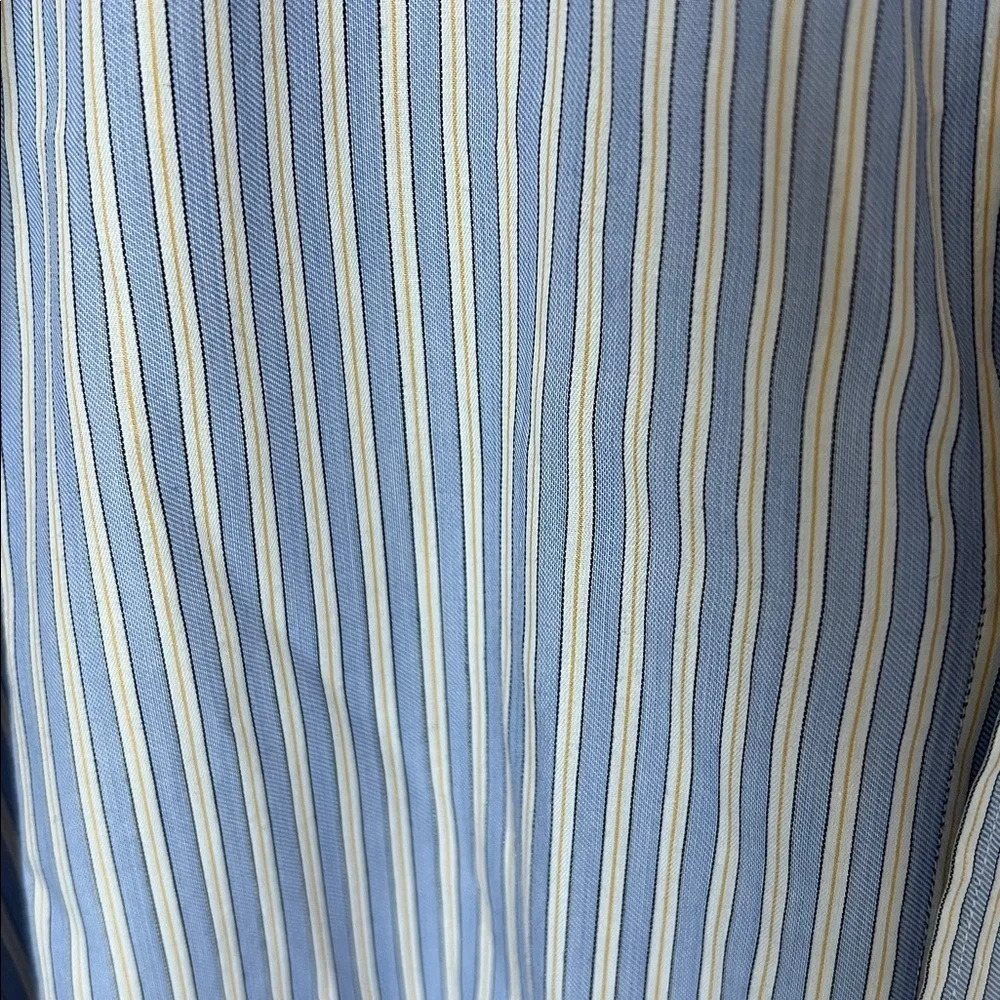 Gucci blue & white yellow pinstripe button down cotton dress shirt